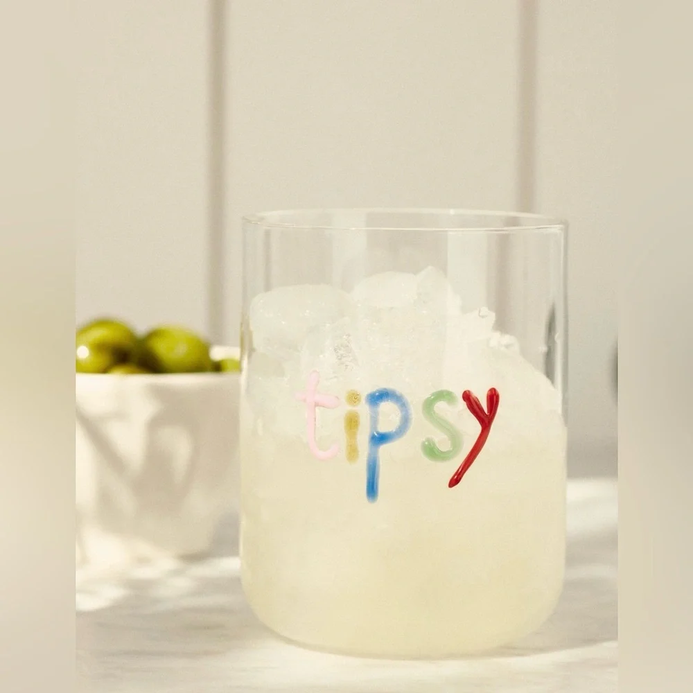 Anthropologie The Love Notes Icon Juice Glass, TIPSY, NWT
